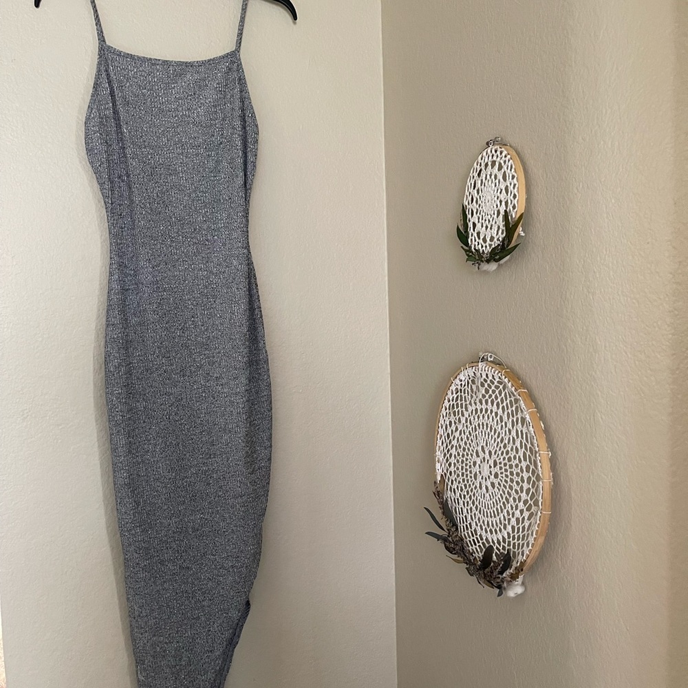 Windsor Silver Sparkle Side Slit Dress